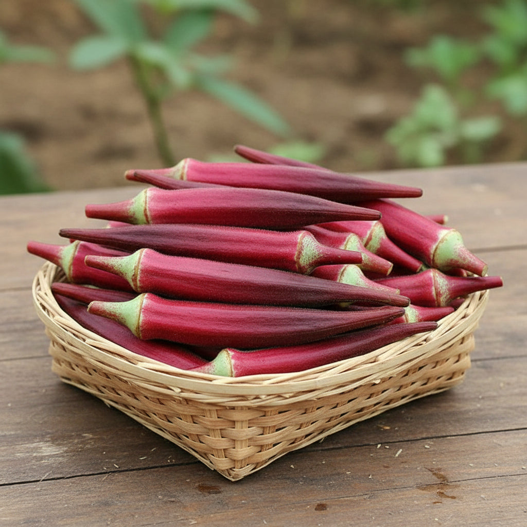Red Burgundy Okra Seeds | Vibrant Color, Tender Pods | Heirloom Non-GMO Okra