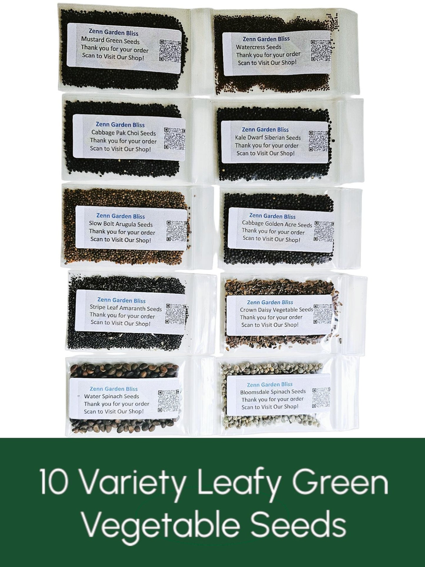 Leafy Green Vegetable Seed Kit, Heirloom Garden Seeds, 10 Varieties