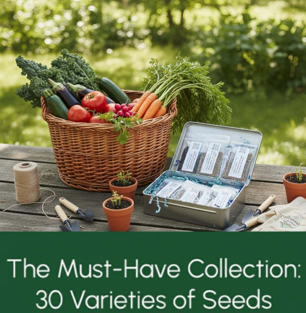 Heirloom Vegetable Seed Collection, 30 Varieties, Garden Starter Kit