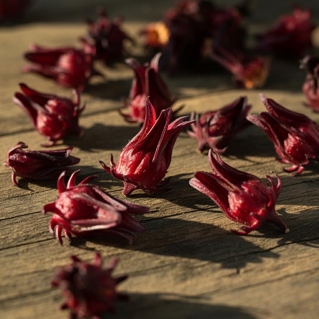 Organic Dried Hibiscus Flowers - Roselle, Tart Herbal Tea