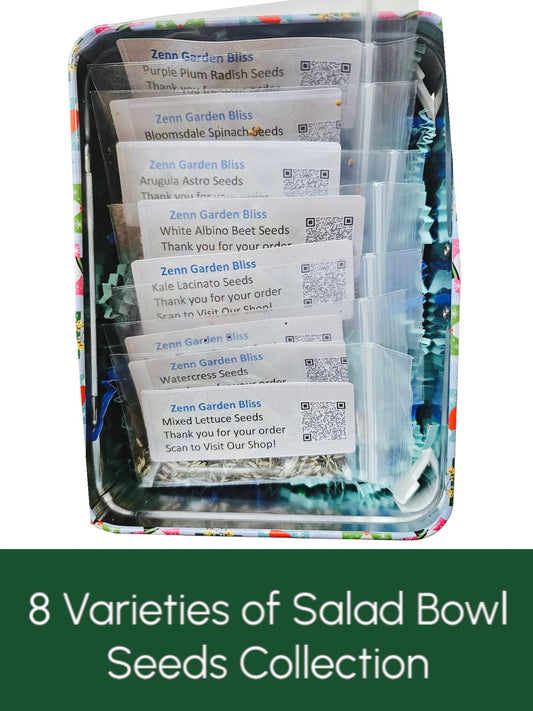 Salad Seeds Kit, 8 Heirloom Salad Bowl Varieties, Gardening Gift